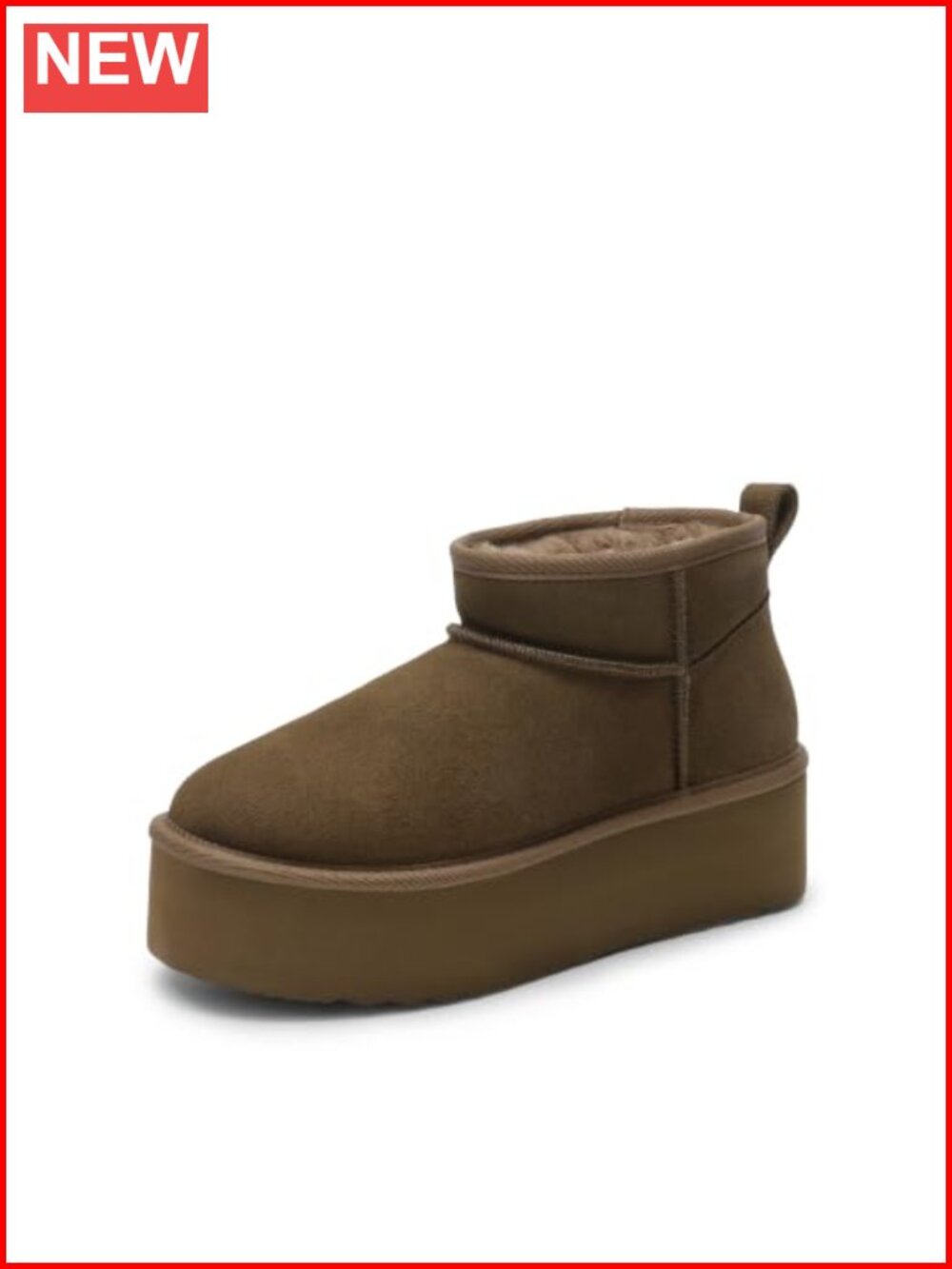 Women's Platform Fuzzy Lined Mini Ankle Boot - Soft Genuine Suede, Faux Fur